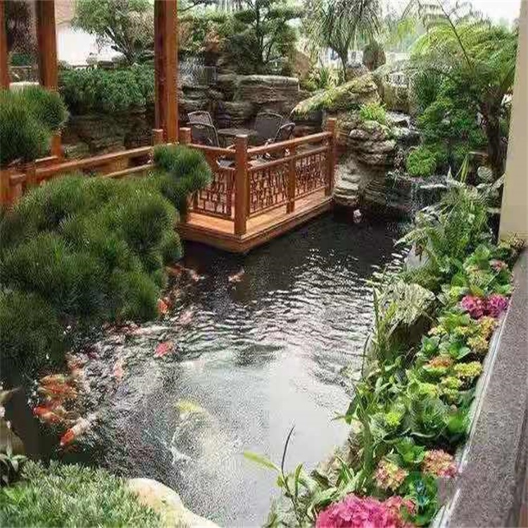 酉阳庭院设计鱼池假山建造图